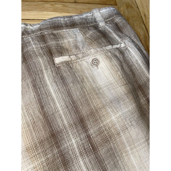 TOMMY BAHAMA Paradise Nation Tan Plaid Linen & Silk Blend Zip‎ Fly SHORTS sz 36 - Picture 9 of 9